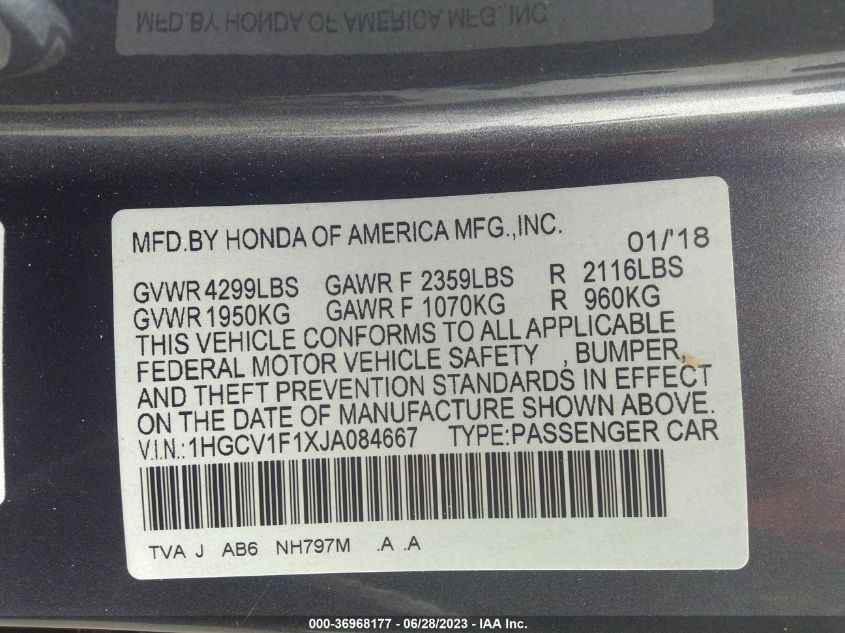2018 HONDA ACCORD SEDAN LX 1.5T - 1HGCV1F1XJA084667