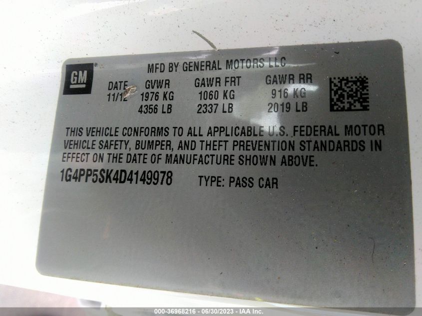 2013 BUICK VERANO - 1G4PP5SK4D4149978