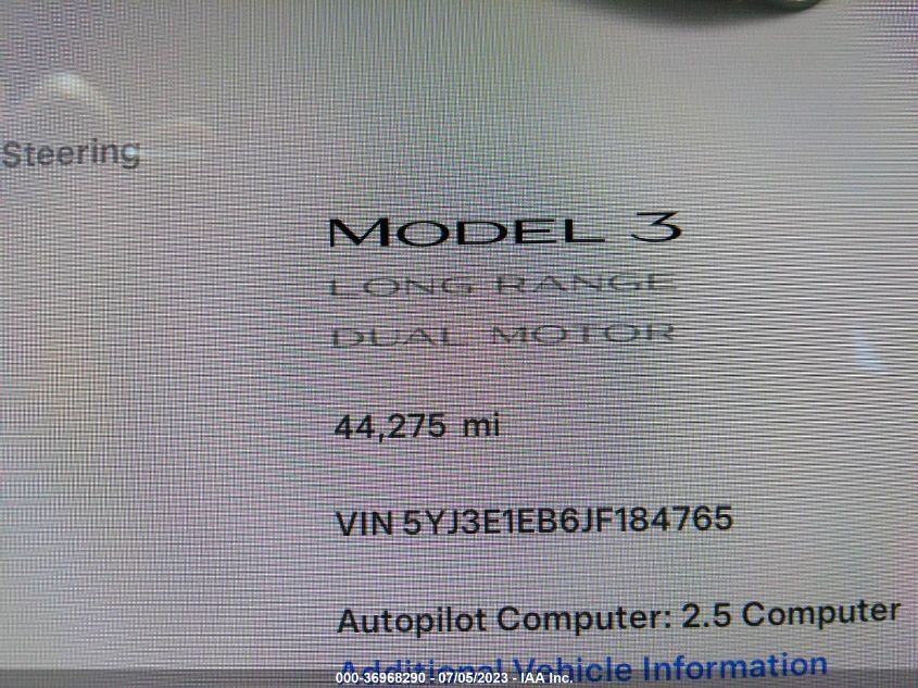 2018 TESLA MODEL 3 LONG RANGE - 5YJ3E1EB6JF184765