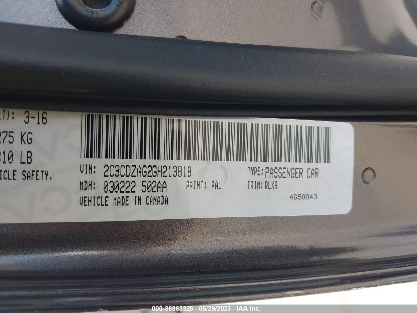 2016 DODGE CHALLENGER SXT PLUS - 2C3CDZAG2GH213818