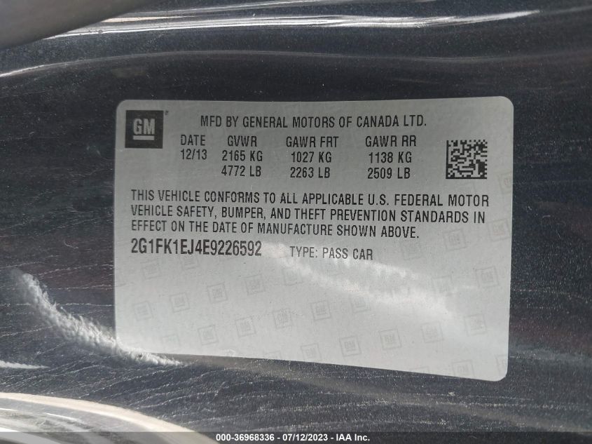 2014 CHEVROLET CAMARO SS - 2G1FK1EJ4E9226592