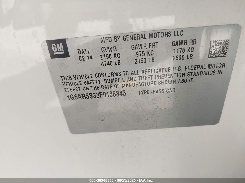 2014 CADILLAC CTS SEDAN LUXURY RWD - 1G6AR5S33E0166845