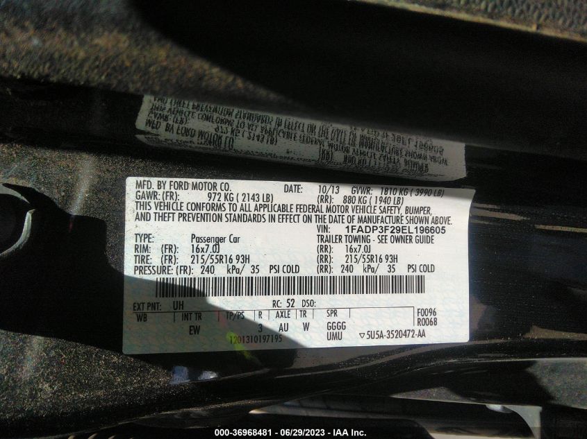 2014 FORD FOCUS SE - 1FADP3F29EL196605