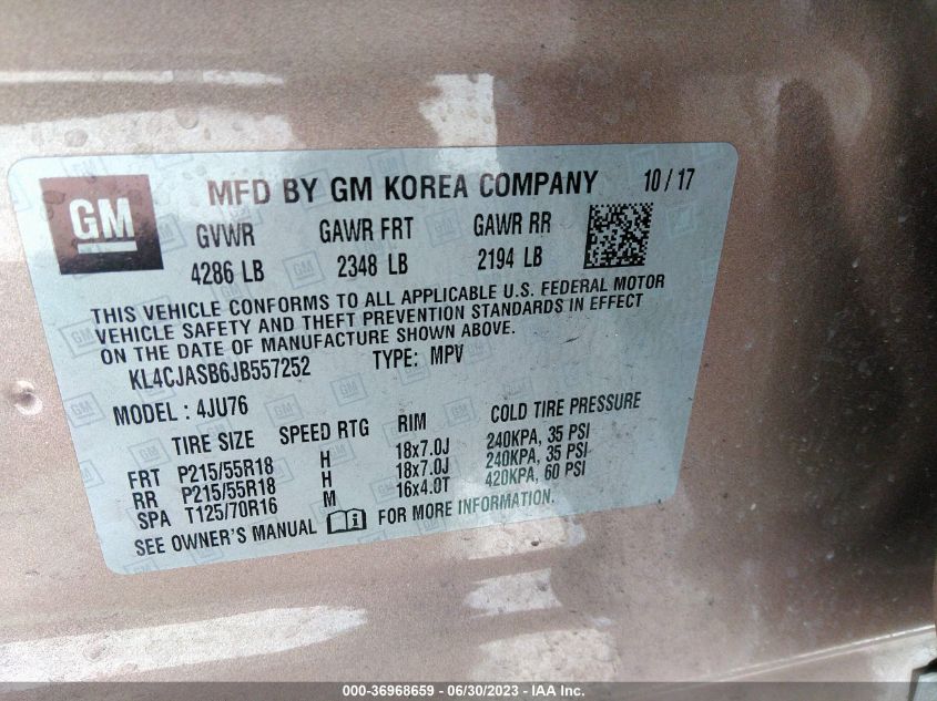 2018 BUICK ENCORE PREFERRED - KL4CJASB6JB557252