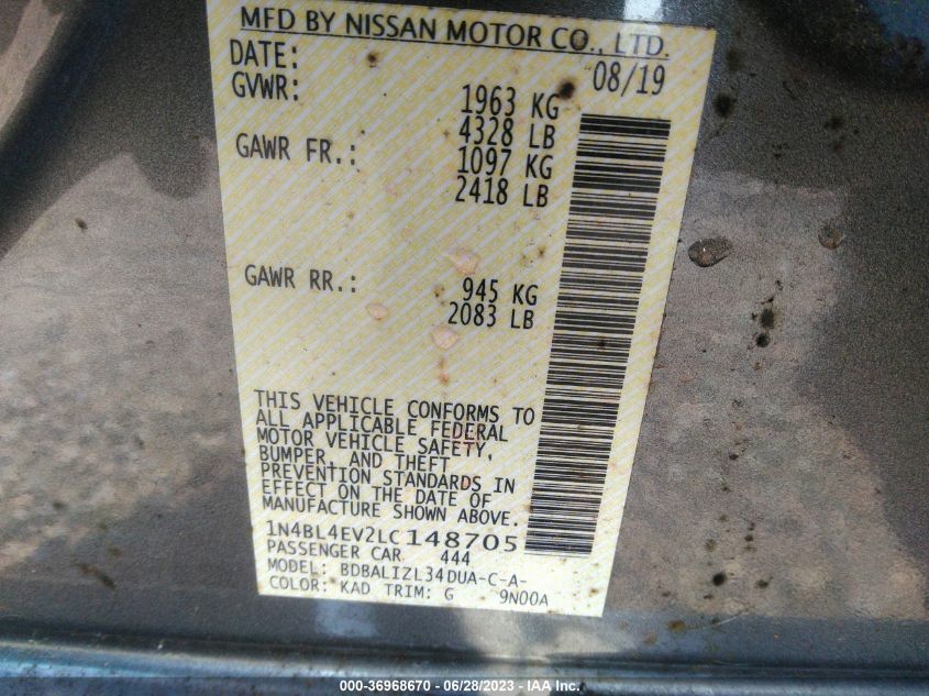 1N4BL4EV2LC148705 Nissan Altima SL 9