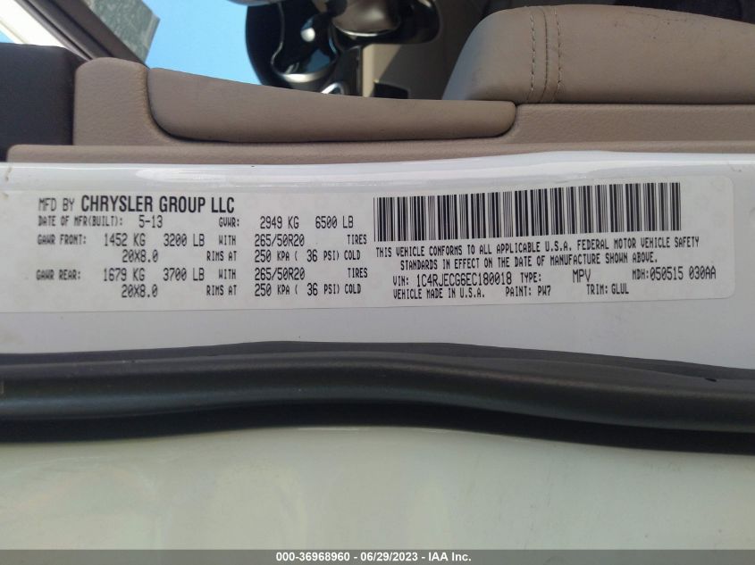 2014 JEEP GRAND CHEROKEE OVERLAND - 1C4RJECG6EC180018