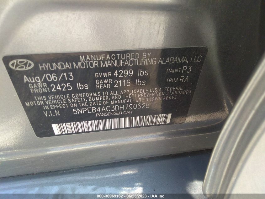 2013 HYUNDAI SONATA GLS - 5NPEB4AC3DH790628
