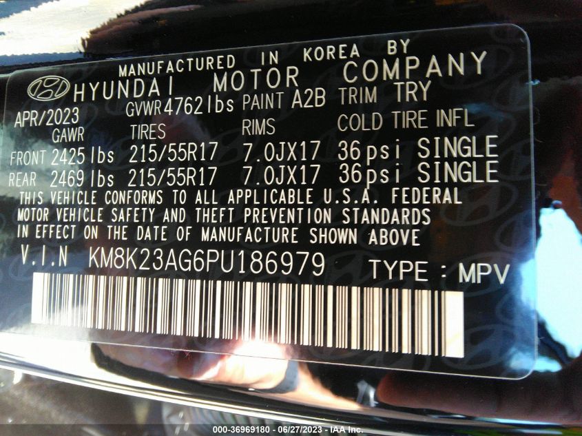 2023 HYUNDAI KONA ELECTRIC SE KM8K23AG6PU186979