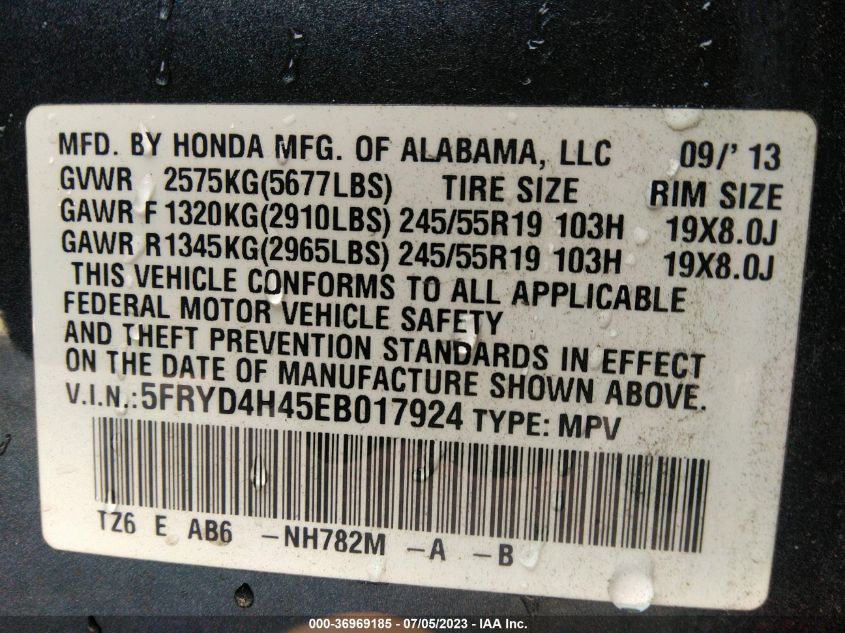 2014 ACURA MDX TECH PKG - 5FRYD4H45EB017924