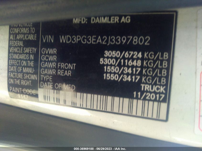 2018 MERCEDES-BENZ METRIS CARGO VAN - WD3PG3EA2J3397802