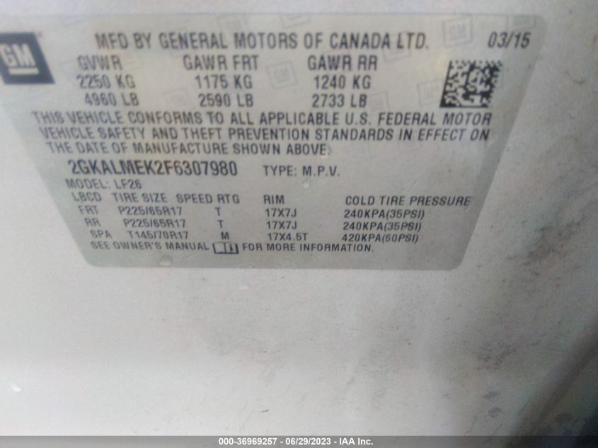 2015 GMC TERRAIN SLE - 2GKALMEK2F6307980