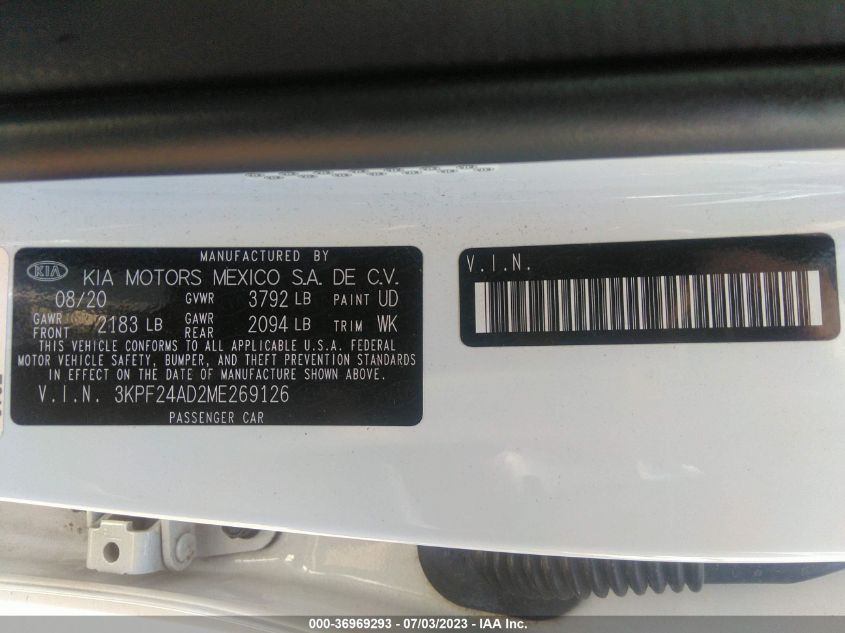 2021 KIA FORTE LXS - 3KPF24AD2ME269126