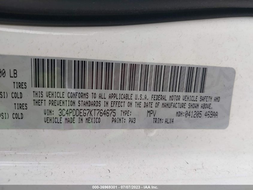 2019 DODGE JOURNEY GT - 3C4PDDEG7KT764675