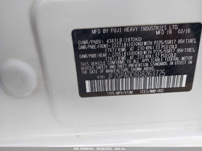 2016 SUBARU CROSSTREK PREMIUM - JF2GPADC6G8263725