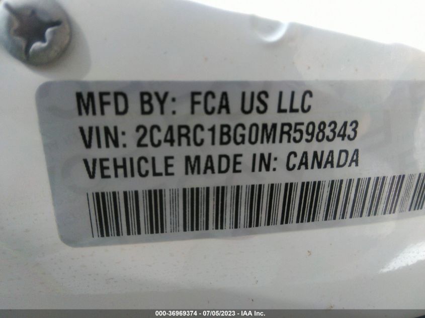 2021 CHRYSLER PACIFICA TOURING L - 2C4RC1BG0MR598343