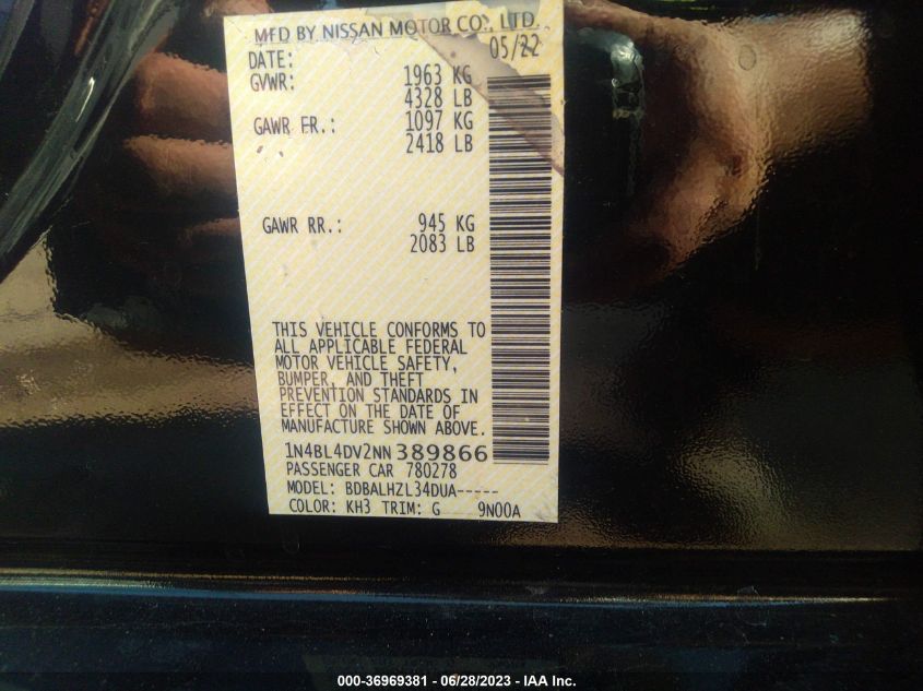 2022 NISSAN ALTIMA 2.5 SV - 1N4BL4DV2NN389866