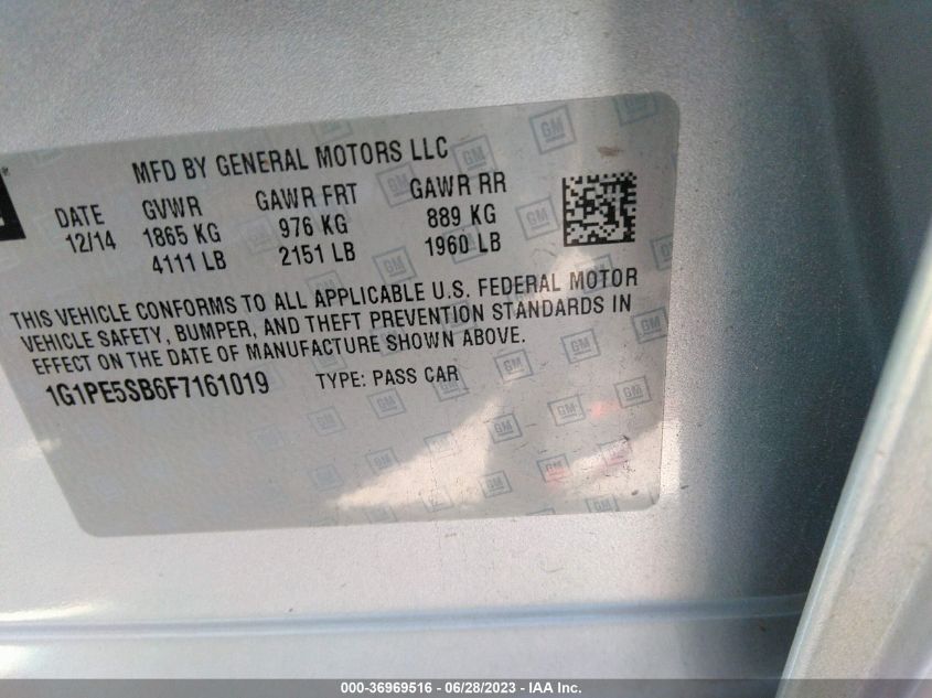 2015 CHEVROLET CRUZE LT - 1G1PE5SB6F7161019