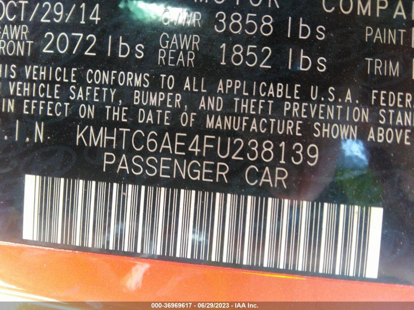 2015 HYUNDAI VELOSTER TURBO - KMHTC6AE4FU238139