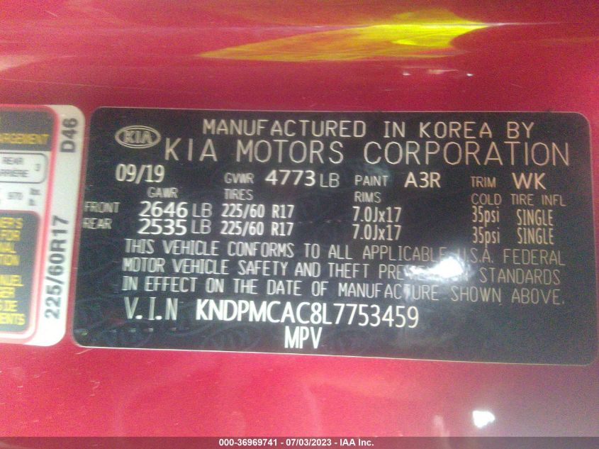 2020 KIA SPORTAGE LX - KNDPMCAC8L7753459