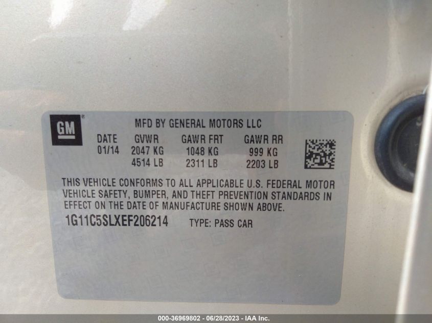 2014 CHEVROLET MALIBU LT - 1G11C5SLXEF206214
