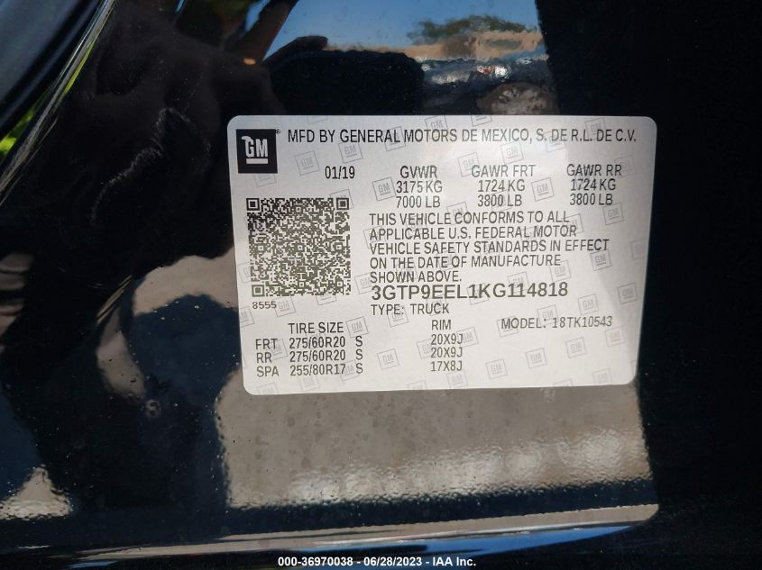 2019 GMC SIERRA 1500 AT4 - 3GTP9EEL1KG114818