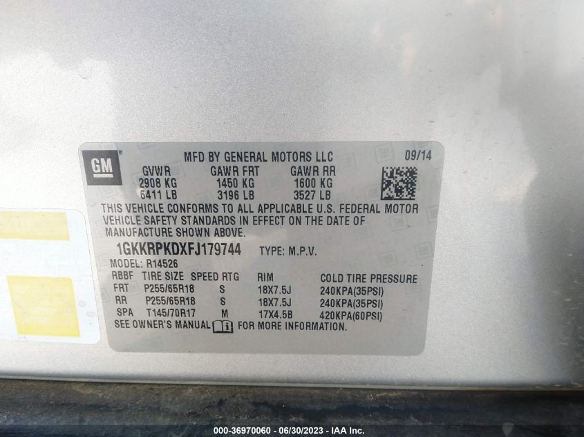 2015 GMC ACADIA SLE - 1GKKRPKDXFJ179744