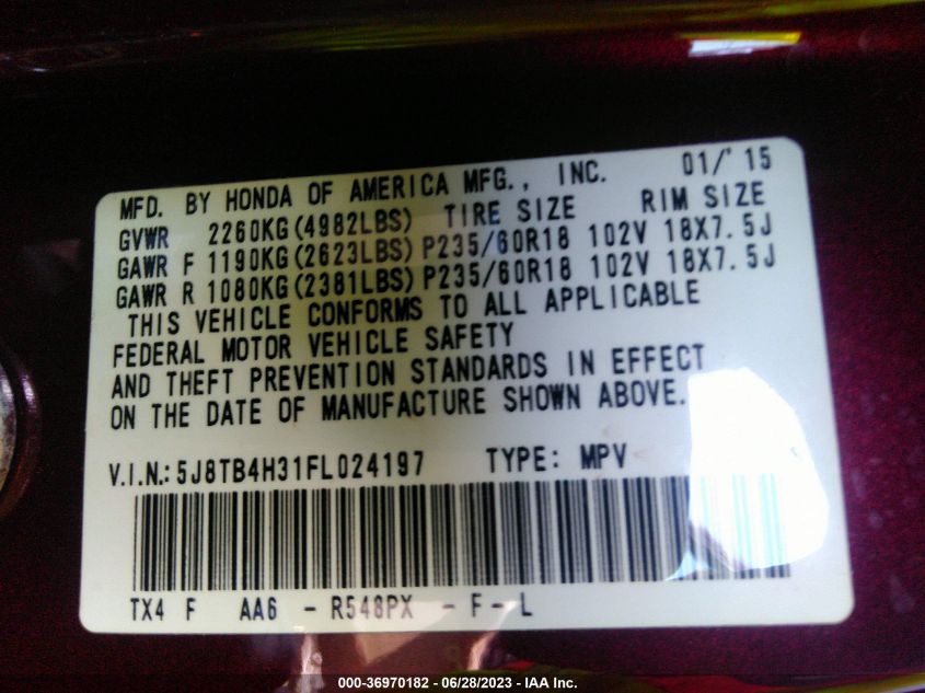 2015 ACURA RDX - 5J8TB4H31FL024197