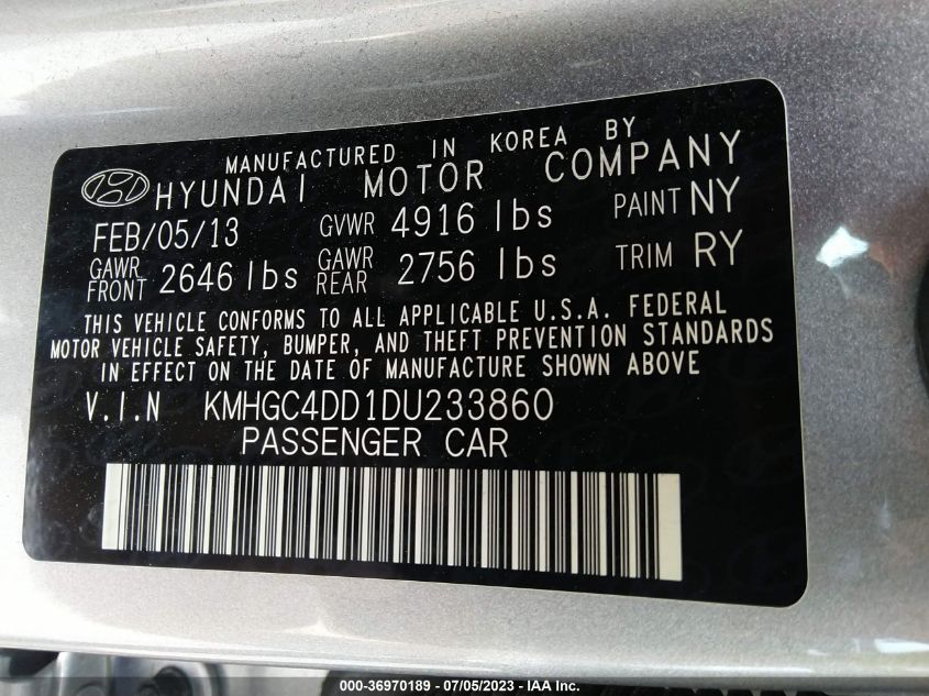 2013 HYUNDAI GENESIS 3.8L - KMHGC4DD1DU233860
