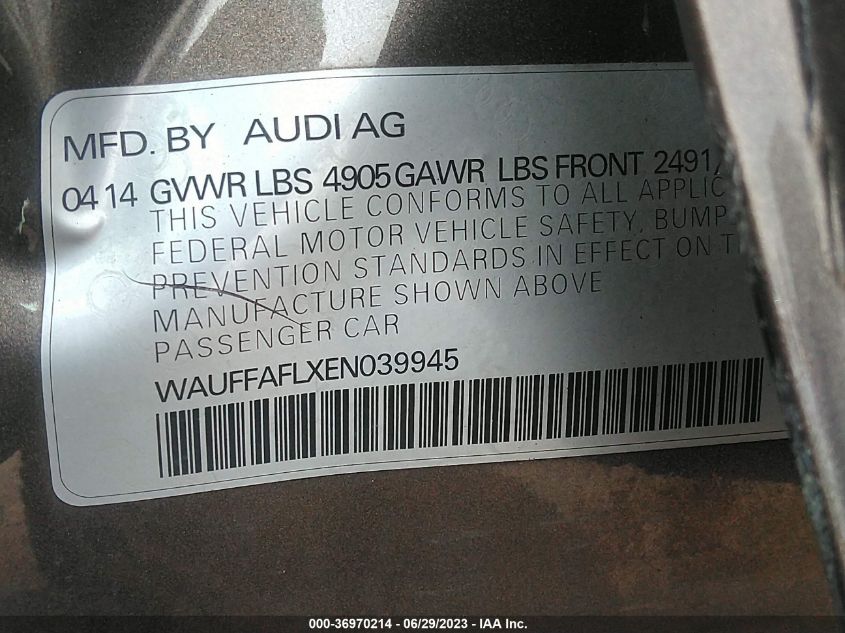 2014 AUDI A4 PREMIUM PLUS - WAUFFAFLXEN039945