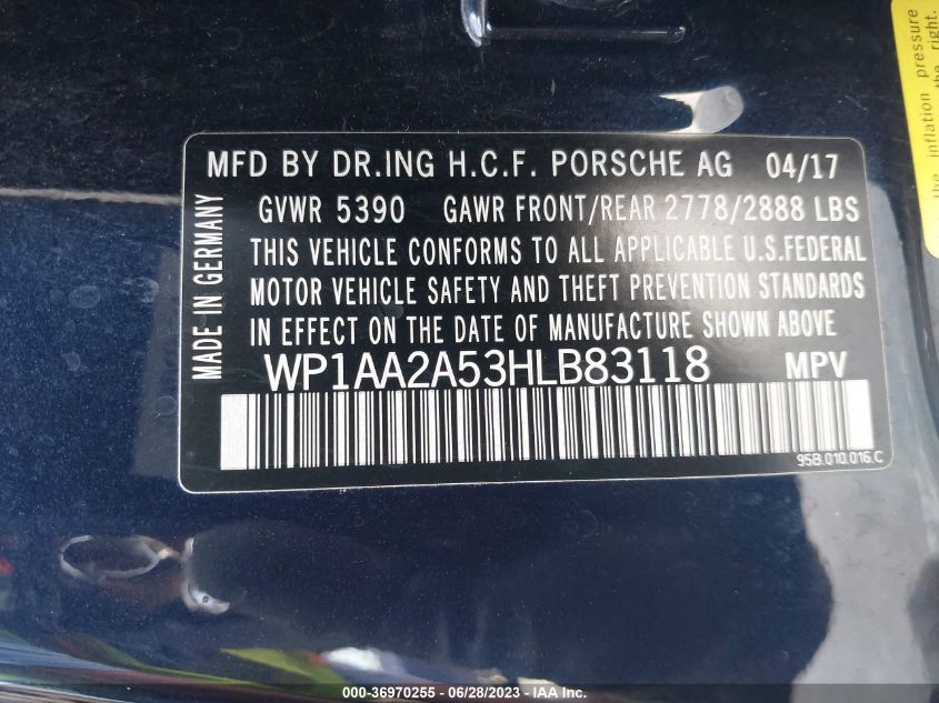 2017 PORSCHE MACAN - WP1AA2A53HLB83118