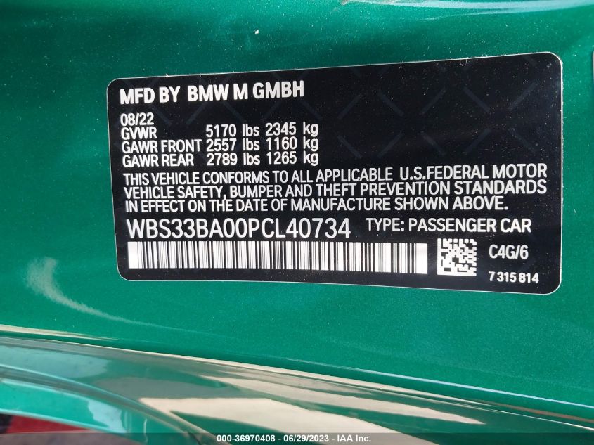 2023 BMW M4 COMPETITION XDRIVE - WBS33BA00PCL40734