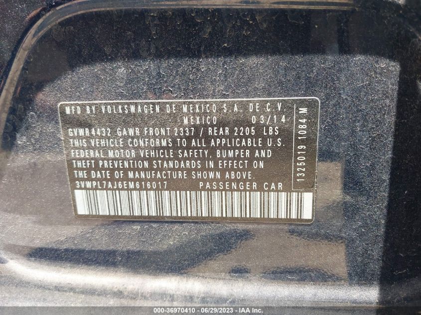 2014 VOLKSWAGEN JETTA SPORTWAGEN TDI W/SUNROOF - 3VWPL7AJ6EM616017