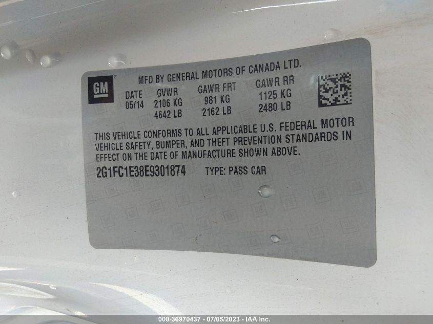 2014 CHEVROLET CAMARO LT - 2G1FC1E38E9301874