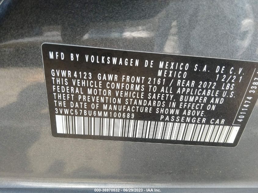 2021 VOLKSWAGEN JETTA S/SE/R-LINE - 3VWC57BU6MM100689