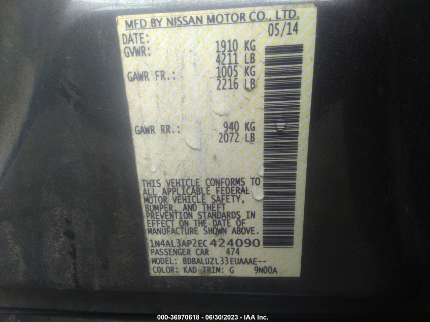 2014 NISSAN ALTIMA 2.5 SV - 1N4AL3AP2EC424090
