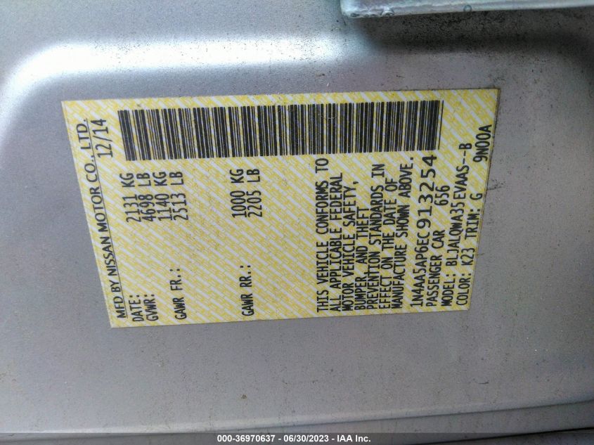 2014 NISSAN MAXIMA 3.5 S - 1N4AA5AP6EC913254