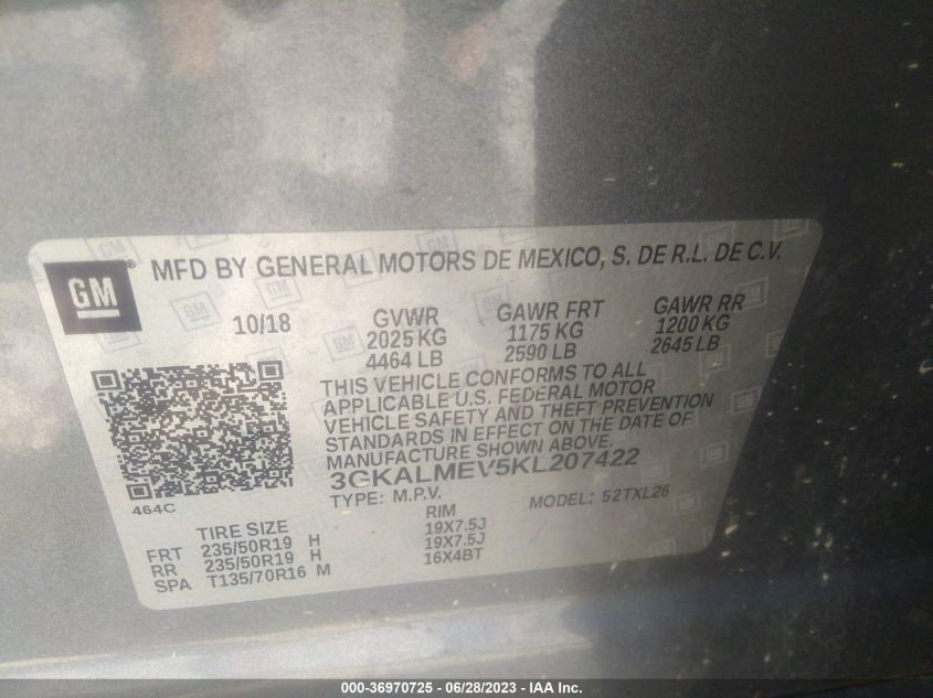 2019 GMC TERRAIN SLE - 3GKALMEV5KL207422