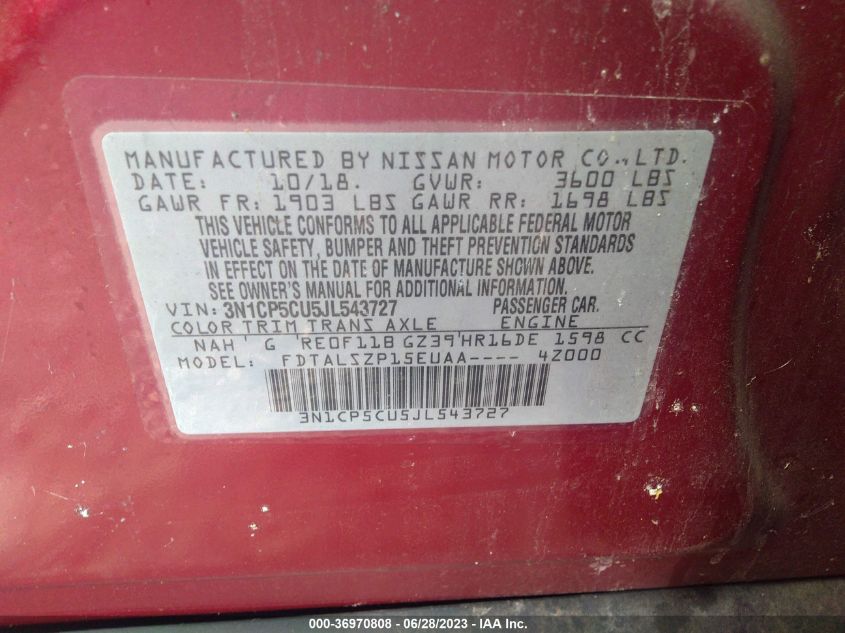 2018 NISSAN KICKS SV - 3N1CP5CU5JL543727