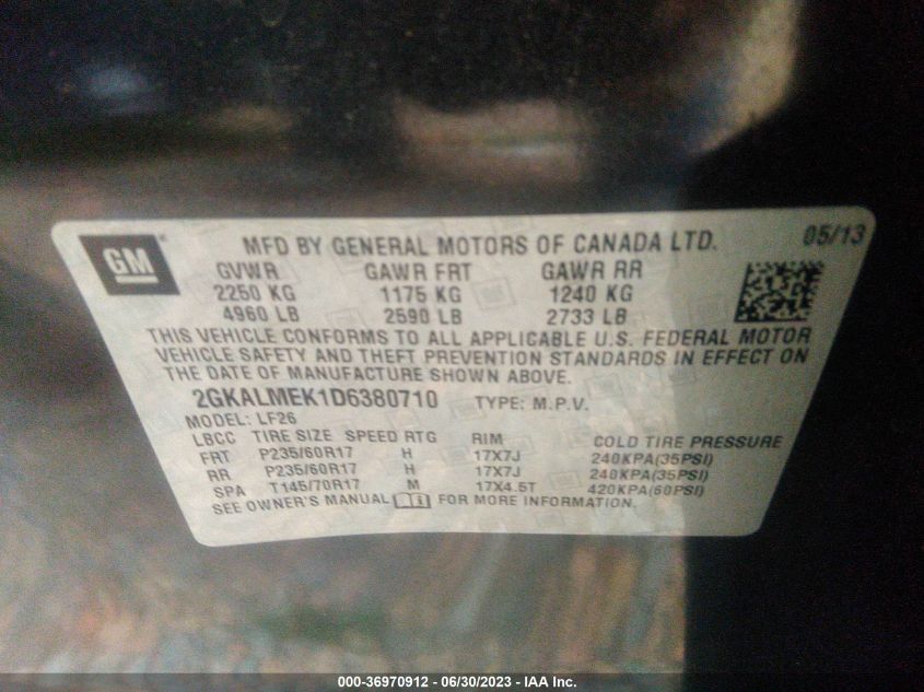 2013 GMC TERRAIN SLE - 2GKALMEK1D6380710