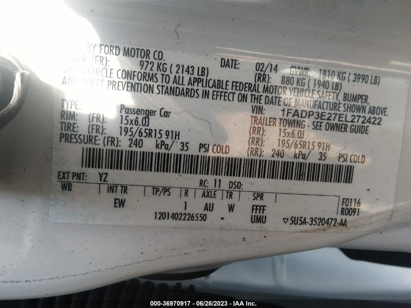 2014 FORD FOCUS S - 1FADP3E27EL272422