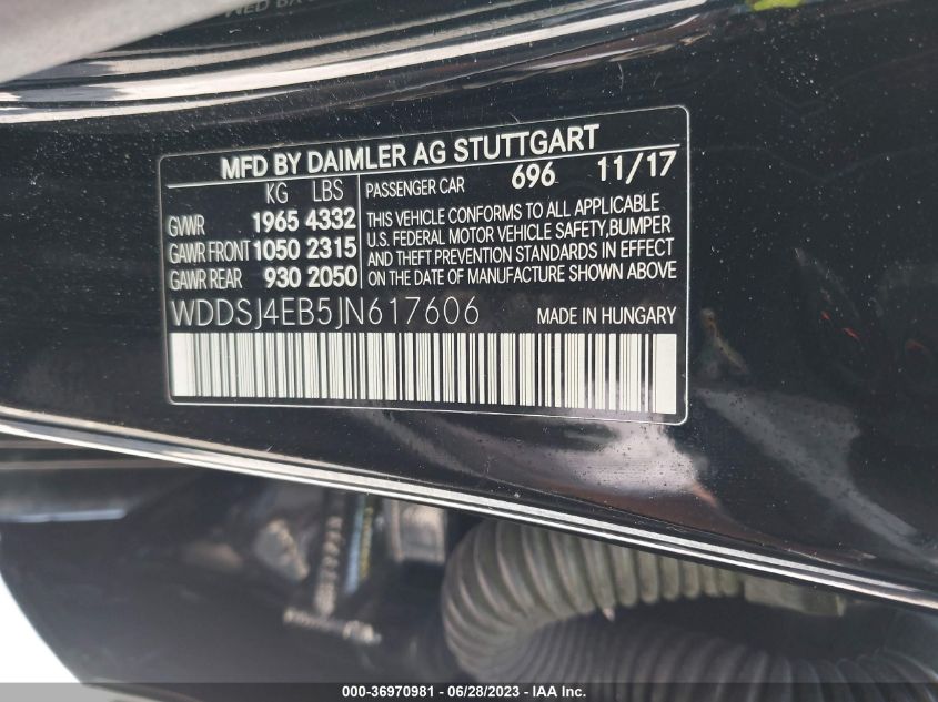 2018 MERCEDES-BENZ CLA CLA 250 - WDDSJ4EB5JN617606