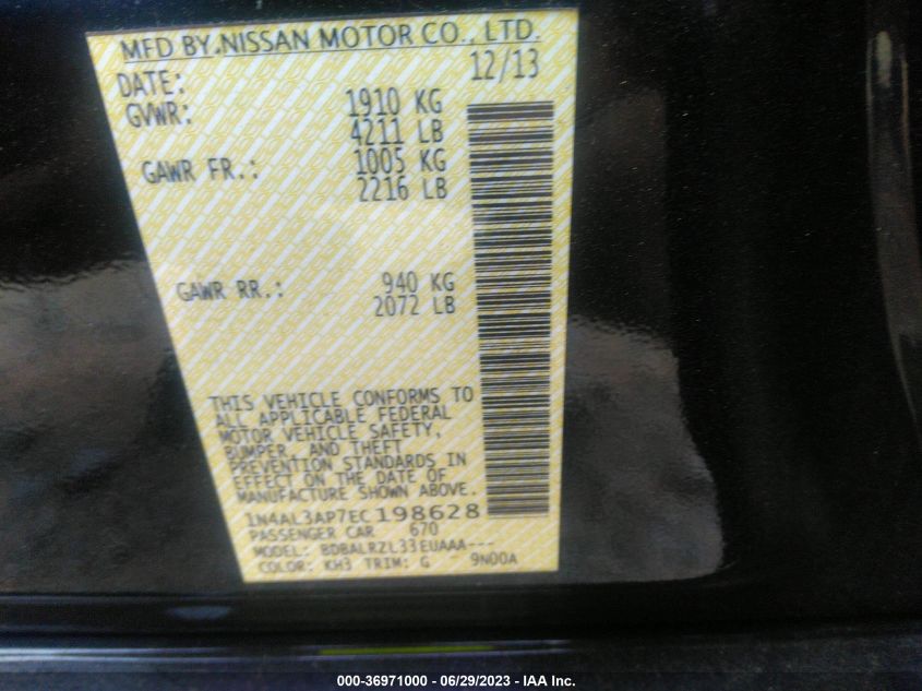 2014 NISSAN ALTIMA 2.5 S - 1N4AL3AP7EC198628