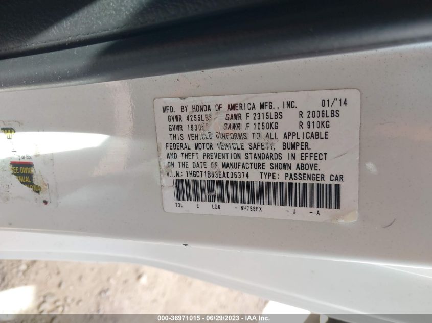 2014 HONDA ACCORD COUPE EX-L - 1HGCT1B83EA006374