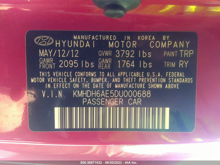 2013 HYUNDAI ELANTRA COUPE GS/SE - KMHDH6AE5DU000688