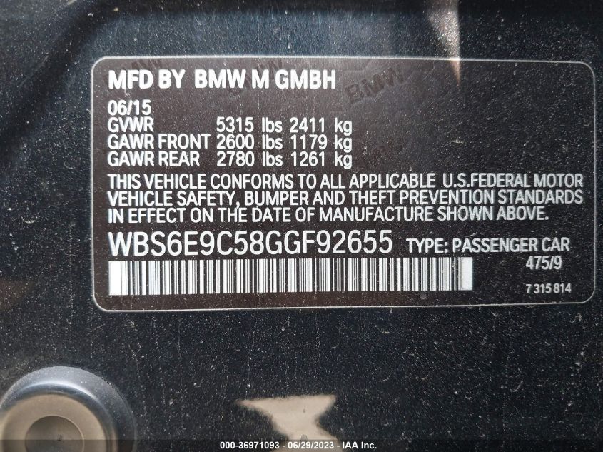 2016 BMW M6 - WBS6E9C58GGF92655