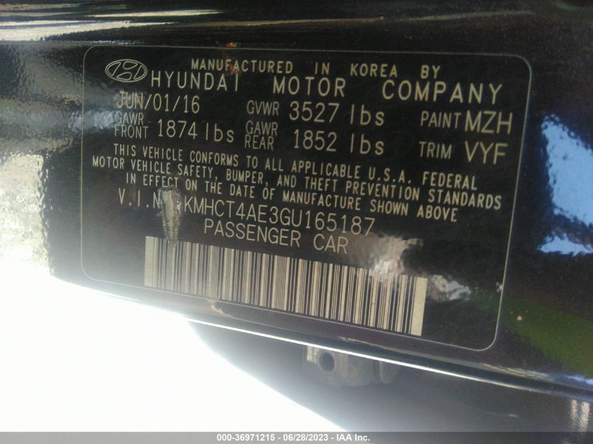 2016 HYUNDAI ACCENT SE - KMHCT4AE3GU165187