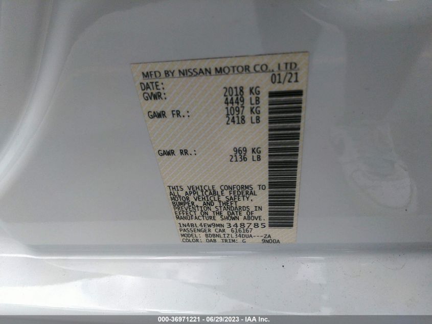2021 NISSAN ALTIMA 2.5 SL - 1N4BL4EW9MN348785