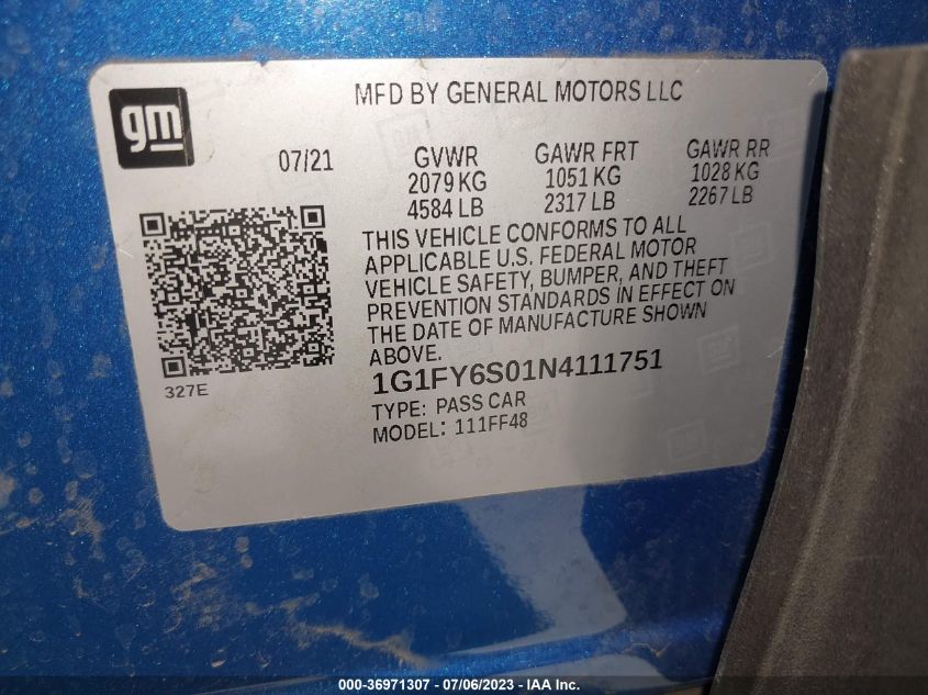 2022 CHEVROLET BOLT EUV LT 1G1FY6S01N4111751