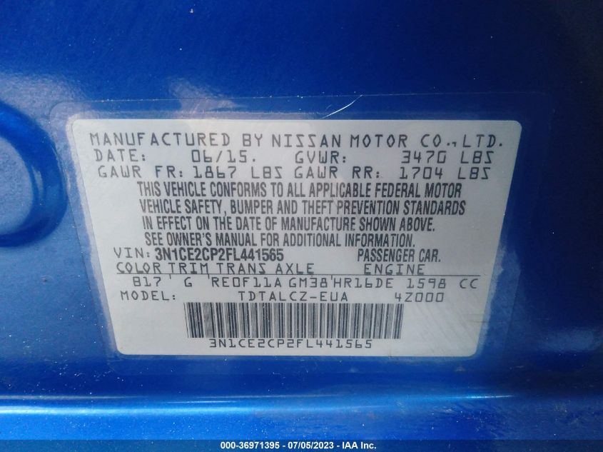 2015 NISSAN VERSA NOTE S PLUS - 3N1CE2CP2FL441565