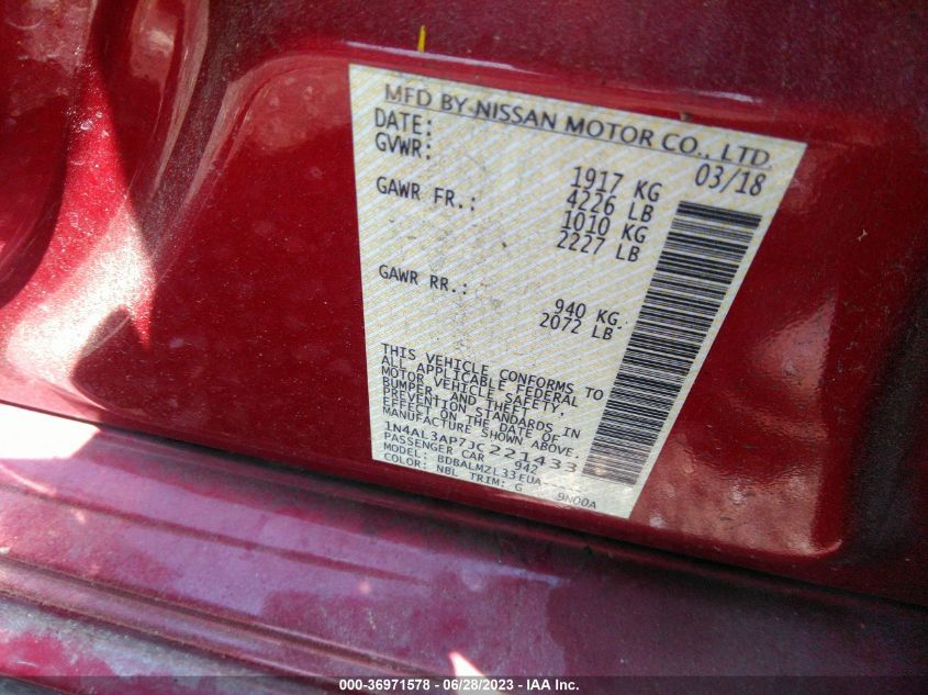 2018 NISSAN ALTIMA 2.5 SV - 1N4AL3AP7JC221433